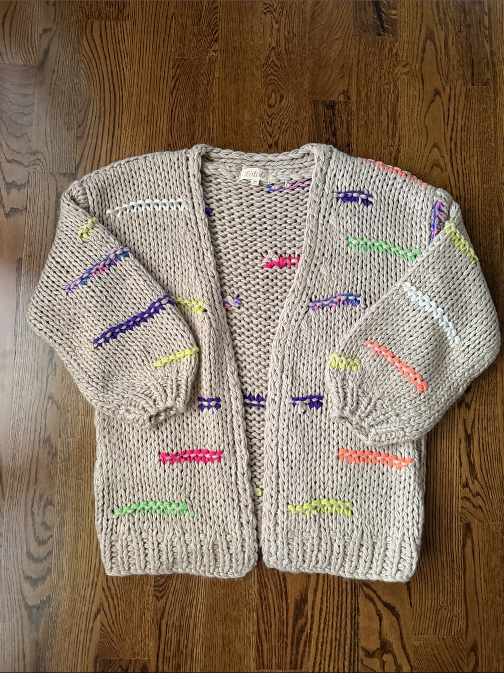 Listicle oatmeal cardigan with balloon sleeves medium - Picture 7 of 13